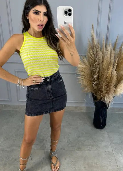 Cropped Tricot Modal Listrado - Lima
