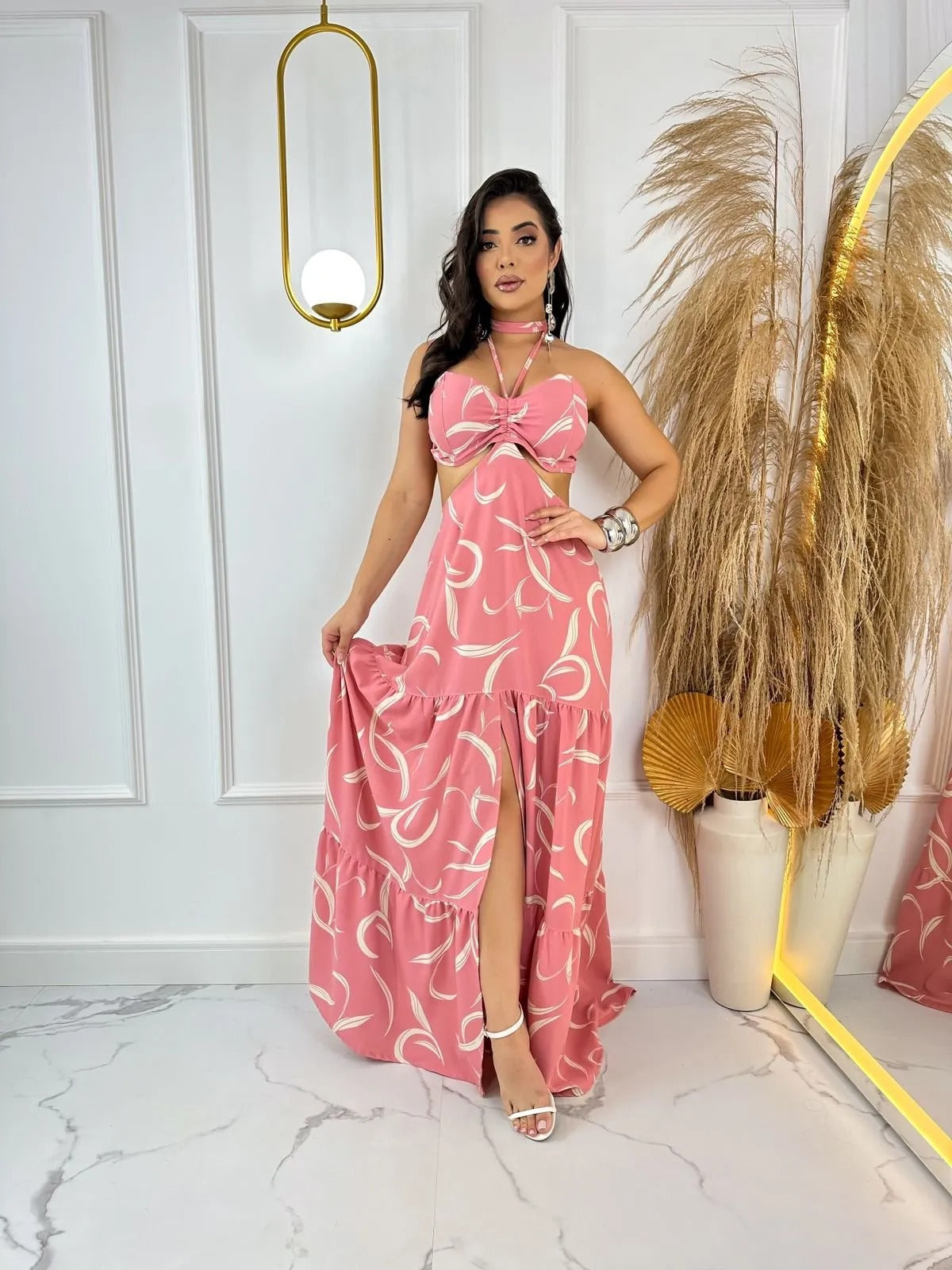 Vestido Tomara que Caia de Amarracão Rosa Seco