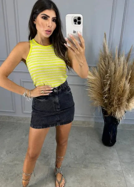 Cropped Tricot Modal Listrado - Lima