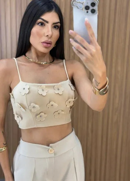 Cropped Malu Flower - Areia